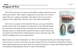 Print <i>Weapons of War</i> reading comprehension.