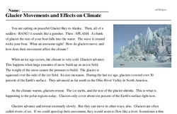Print <i>Glacier Movements and Effects on Climate</i> reading comprehension.
