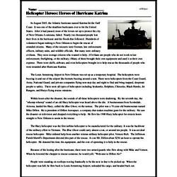 Print <i>Helicopter Heroes: Heroes of Hurricane Katrina</i> reading comprehension.