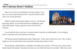 Print <i>The Coliseum, Rome's Stadium</i> reading comprehension.
