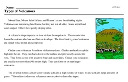 Print <i>Types of Volcanoes</i> reading comprehension.