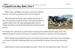 Print <i>Crandall Farm Hay Rides, Part 1</i> reading comprehension.