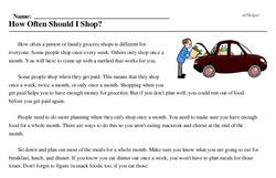 Print <i>How Often Should I Shop?</i> reading comprehension.