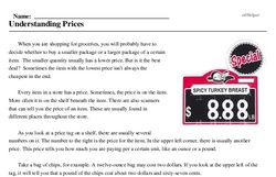Print <i>Understanding Prices</i> reading comprehension.