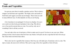 Print <i>Fruits and Vegetables</i> reading comprehension.