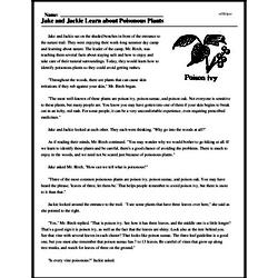 Print <i>Jake and Jackie Learn about Poisonous Plants</i> reading comprehension.