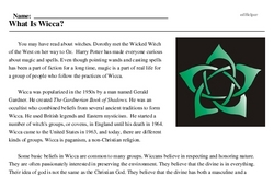 Print <i>What Is Wicca?</i> reading comprehension.