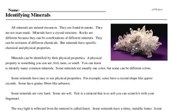 Print <i>Identifying Minerals</i> reading comprehension.