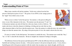 Print <i>Understanding Point of View</i> reading comprehension.