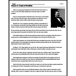 Print <i>Ulysses S. Grant as President</i> reading comprehension.