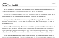 Print <i>Paying Your Gas Bill</i> reading comprehension.
