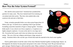 Print <i>How Was the Solar System Formed?</i> reading comprehension.