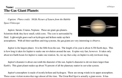 Print <i>The Gas Giant Planets</i> reading comprehension.