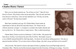 Print <i>Charles Henry Turner</i> reading comprehension.