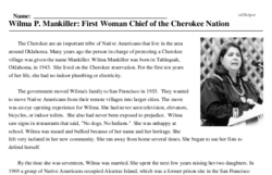 Print <i>Wilma P. Mankiller: First Woman Chief of the Cherokee Nation</i> reading comprehension.