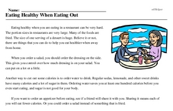Print <i>Eating Healthy When Eating Out</i> reading comprehension.
