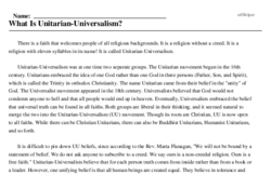 Print <i>What Is Unitarian-Universalism?</i> reading comprehension.