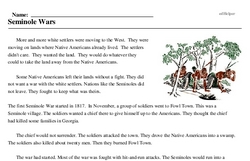 Print <i>Seminole Wars</i> reading comprehension.