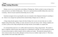 Print <i>Binge Eating Disorder</i> reading comprehension.