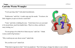 Print <i>Carl the Worm Wrangler</i> reading comprehension.