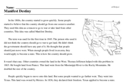 SS.5.A.6.7 Manifest Destiny 5th Grade Florida Social Studies Reading  Activity