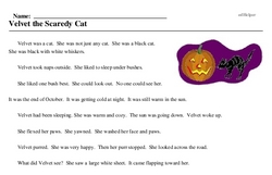 Print <i>Velvet the Scaredy Cat</i> reading comprehension.