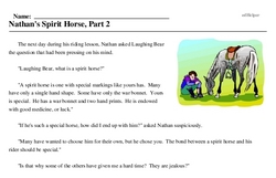 Print <i>Nathan's Spirit Horse, Part 2</i> reading comprehension.