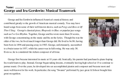 Print <i>George and Ira Gershwin: Musical Teamwork</i> reading comprehension.