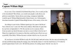 Print <i>Captain William Bligh</i> reading comprehension.