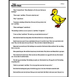 Print <i>David's Duck</i> reading comprehension.