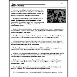 Monroe Doctrine - Reading Comprehension Worksheet | edHelper