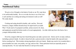 Print <i>Nutritional Safety</i> reading comprehension.