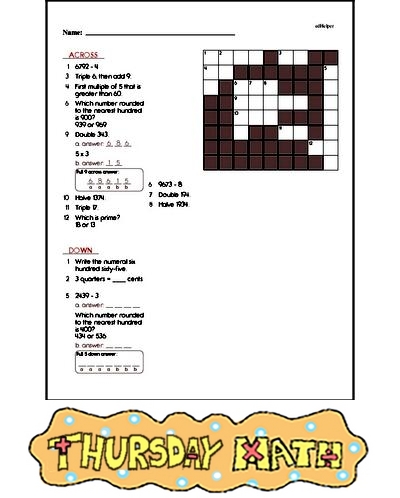 Thrusday Math Lesson Plan Power-Ups - Week of December 29