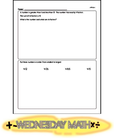 Wednesday Daily Math Practice (Grade 5)